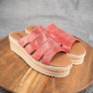 ROAN Women's Sz 6.5 Ruby Red INCANT Slip-On Espadrille Platform Sandals